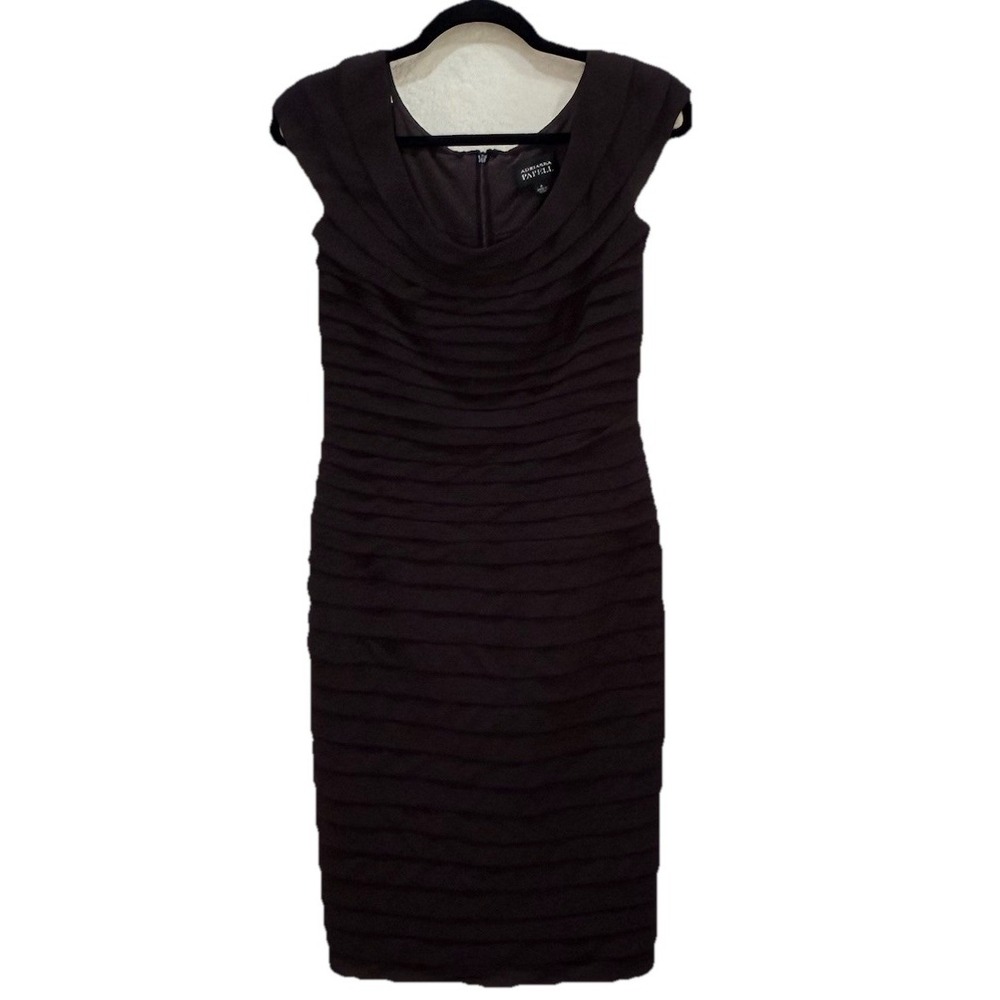 Adrianna Papell Bodycon Cocktail Dress Womens Sz 4 Mocha Brown Wedding‎ Guest
